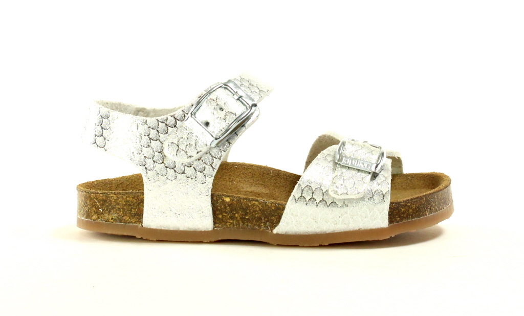 Kipling kosy meisjes sandalen Silver bewerkt leer